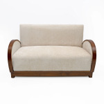 Art Deco Bouclè and Walnut Loveseat, Italy, 1930s