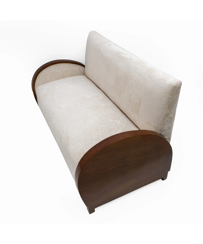Art Deco Bouclè and Walnut Loveseat, Italy, 1930s