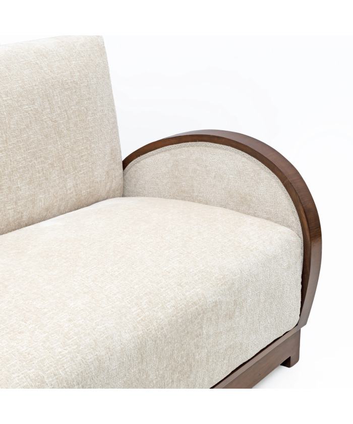 Art Deco Bouclè and Walnut Loveseat, Italy, 1930s