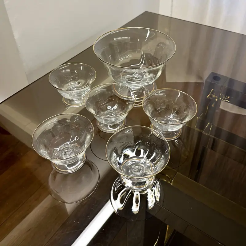 Art Deco Fruit Bowl with five serving, 1950