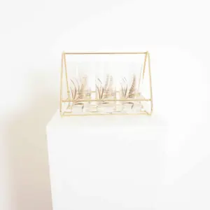 Art Deco Set of six Glasses with brass holder, 1960