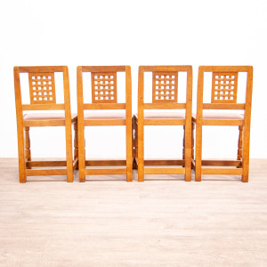 ‘Mouseman’ Solid Oak Table & Chairs by Robert Thompson