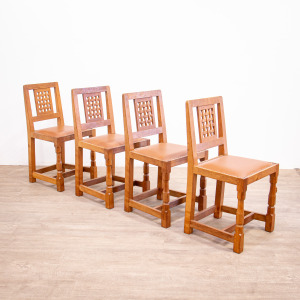 ‘Mouseman’ Solid Oak Table & Chairs by Robert Thompson