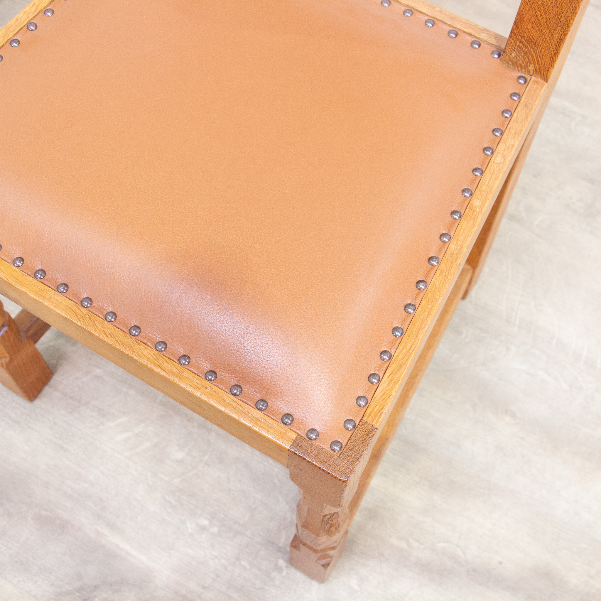 ‘Mouseman’ Solid Oak Table & Chairs by Robert Thompson