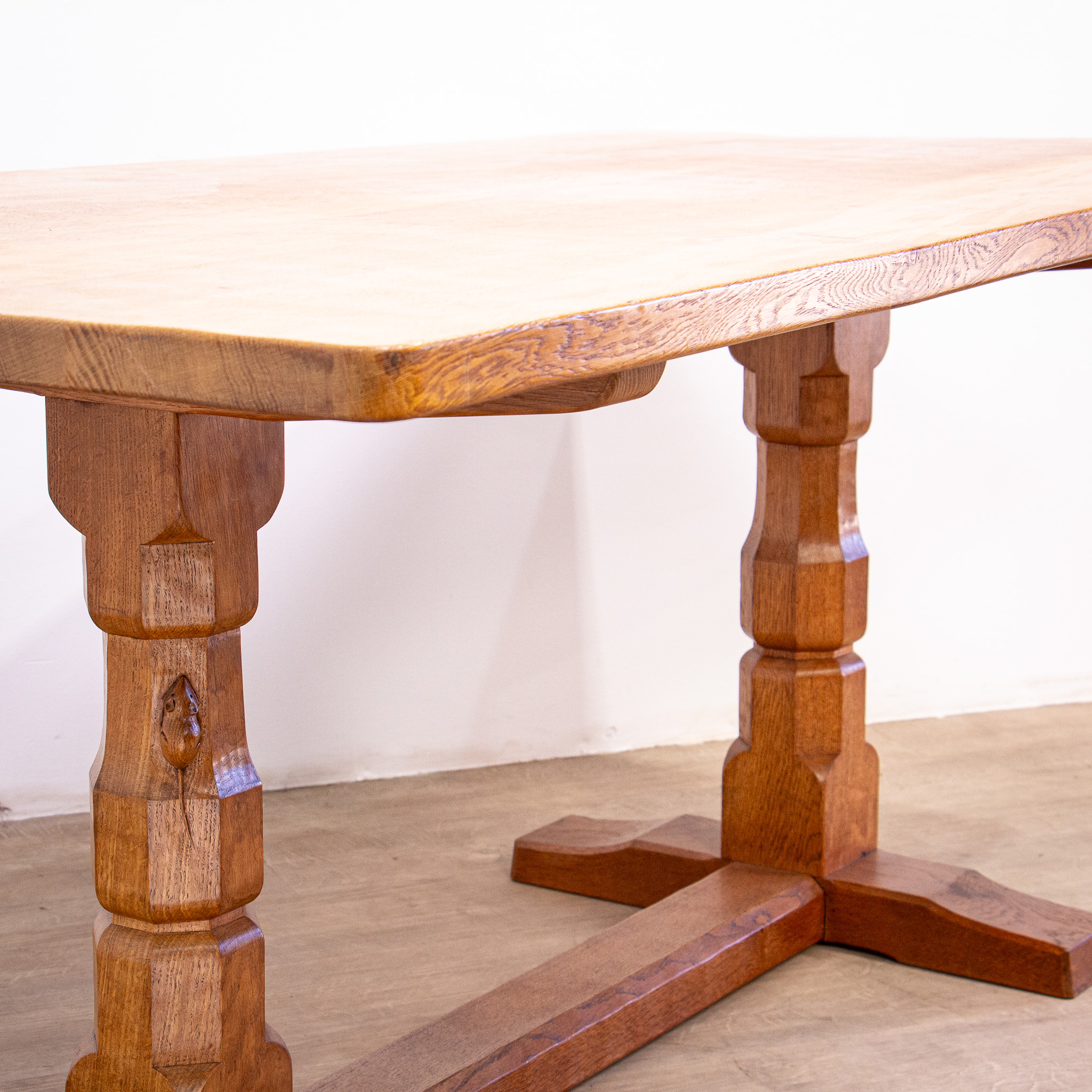 ‘Mouseman’ Solid Oak Table & Chairs by Robert Thompson