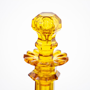 Bohemian Facetted Amber Glass Scent Bottle