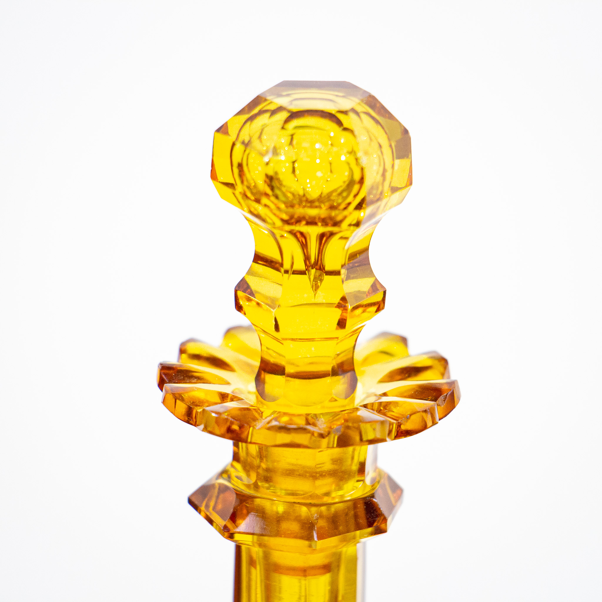 Bohemian Facetted Amber Glass Scent Bottle