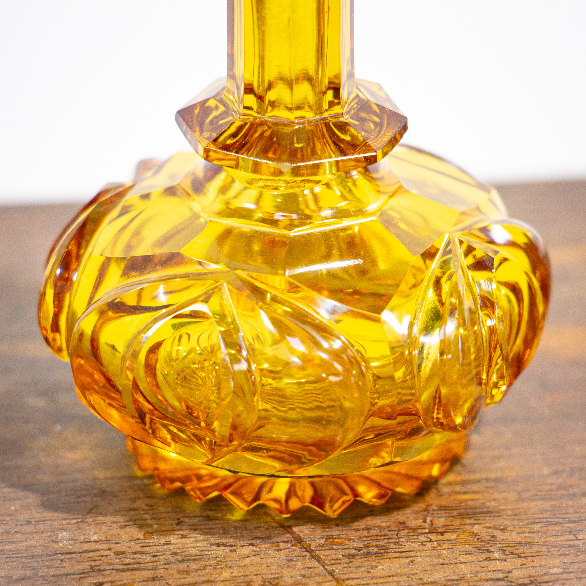 Bohemian Facetted Amber Glass Scent Bottle