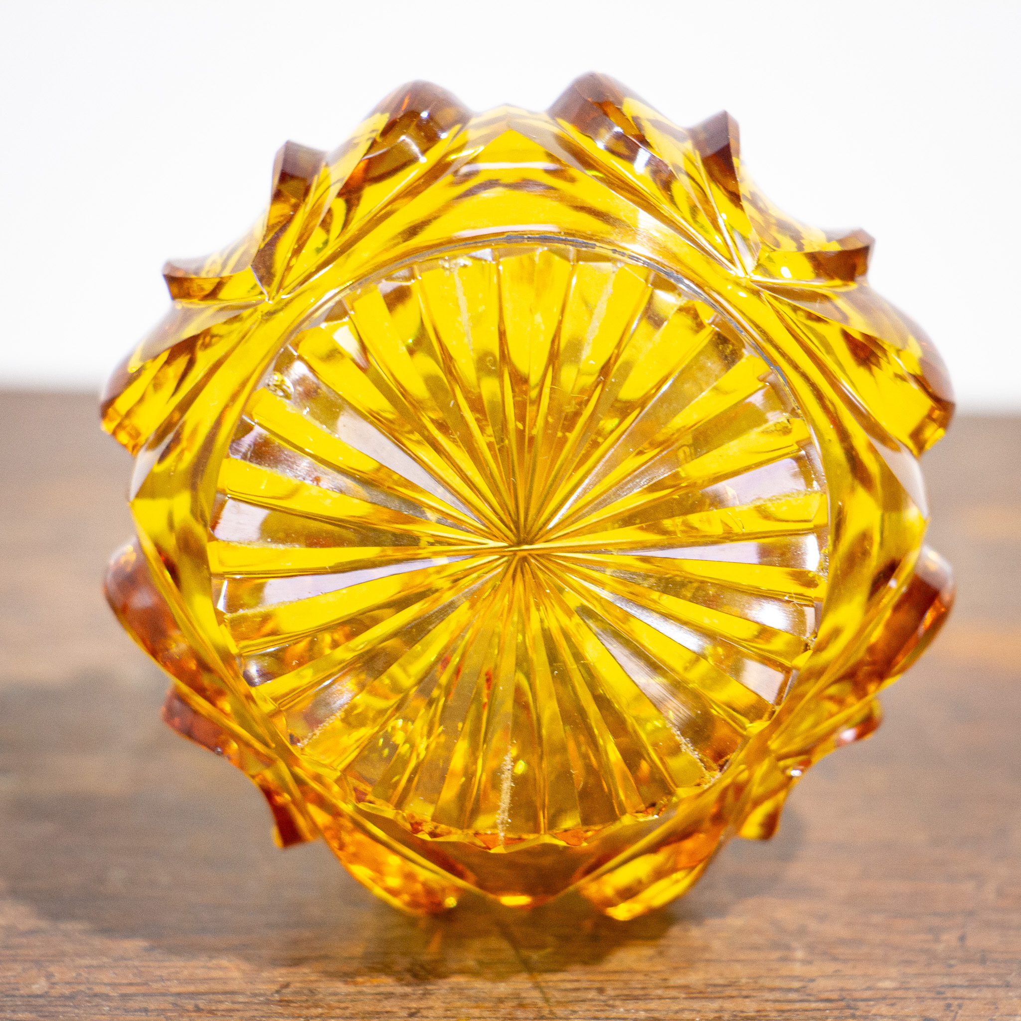 Bohemian Facetted Amber Glass Scent Bottle