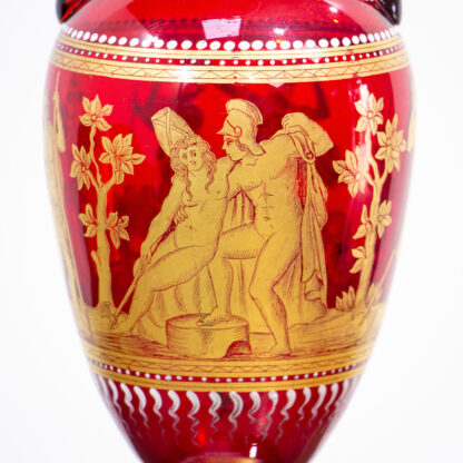 Salviati Murano Red Neoclassical Gilt Vase - Image 9