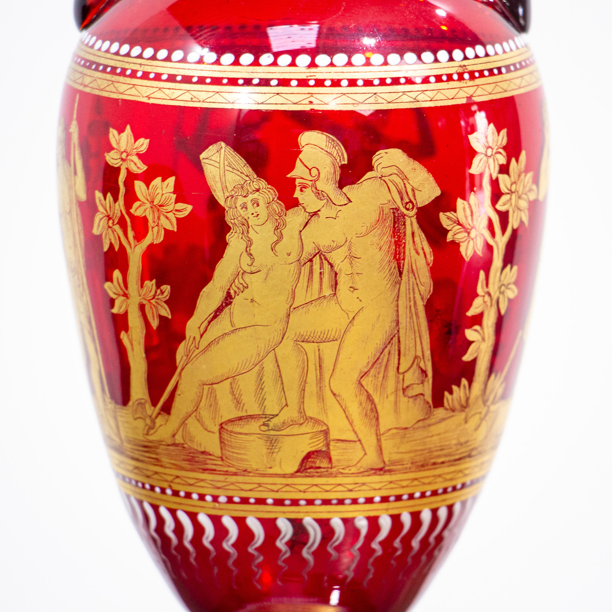 Salviati Murano Red Neoclassical Gilt Vase