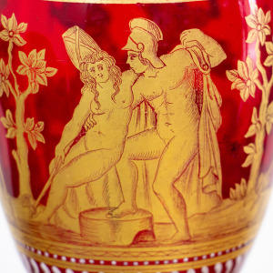 Salviati Murano Red Neoclassical Gilt Vase