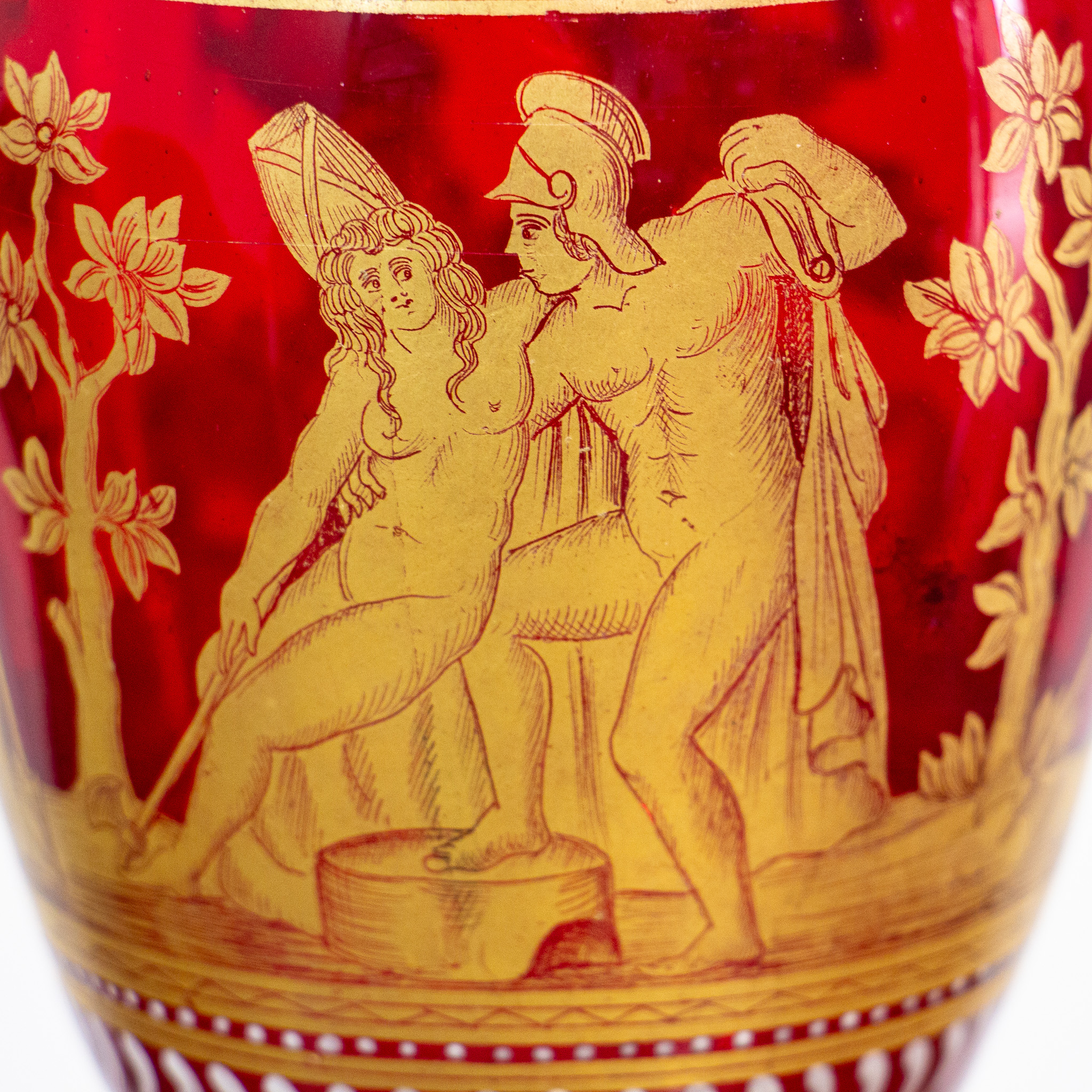 Salviati Murano Red Neoclassical Gilt Vase