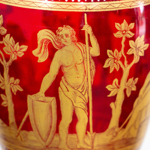 Salviati Murano Red Neoclassical Gilt Vase