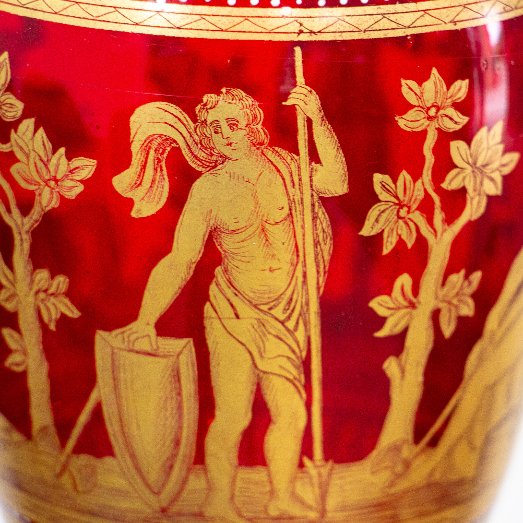 Salviati Murano Red Neoclassical Gilt Vase