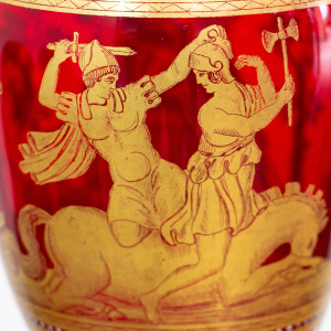 Salviati Murano Red Neoclassical Gilt Vase
