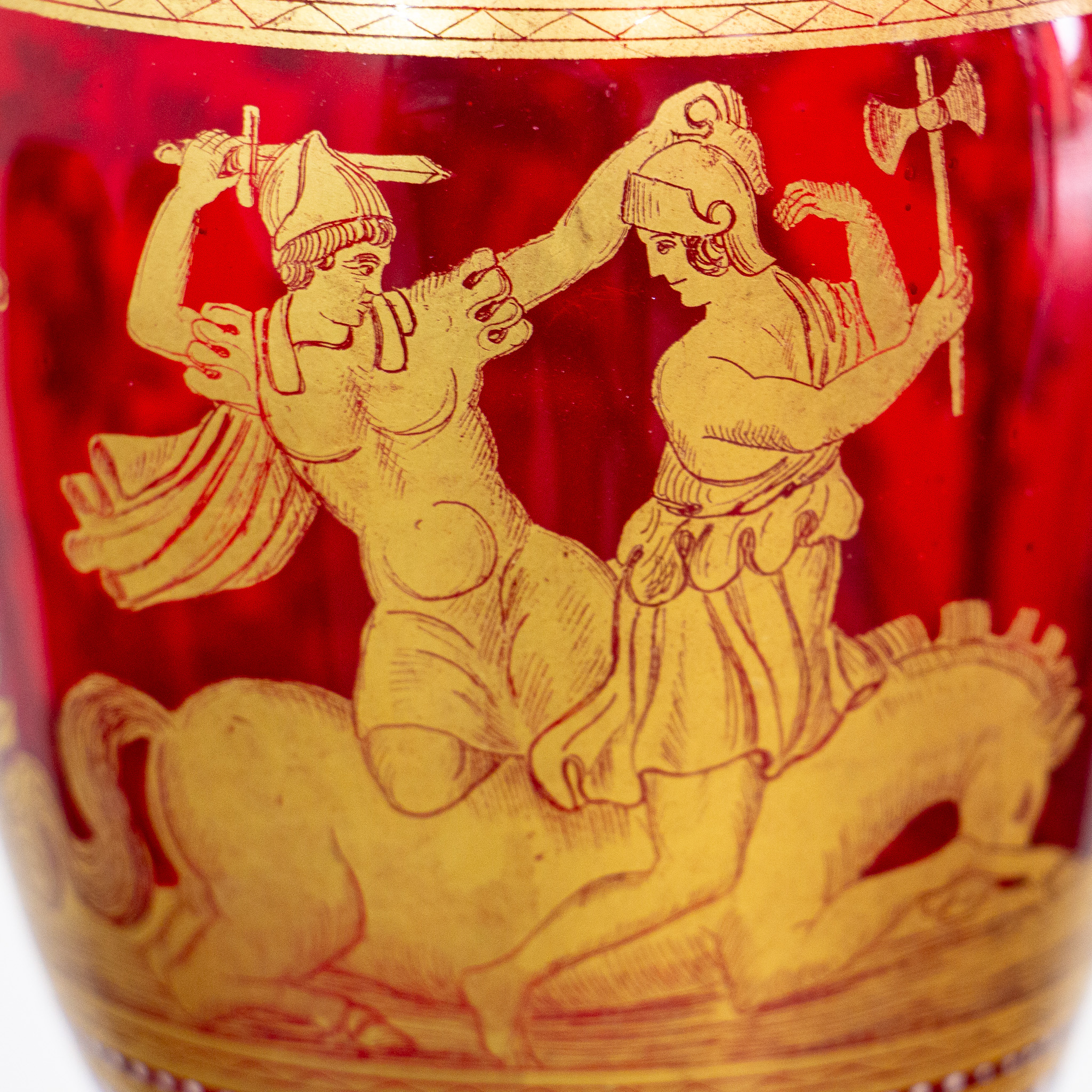 Salviati Murano Red Neoclassical Gilt Vase