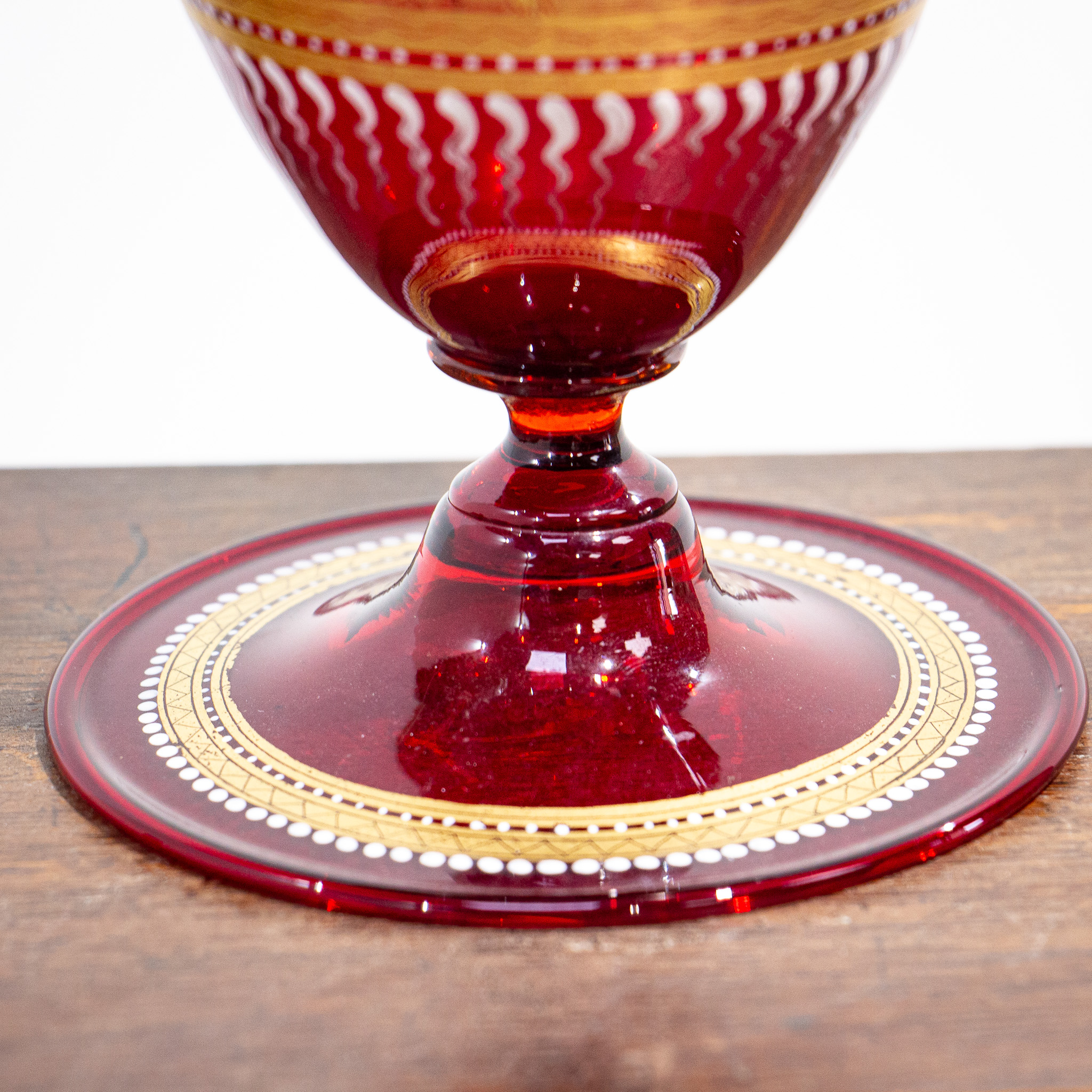 Salviati Murano Red Neoclassical Gilt Vase
