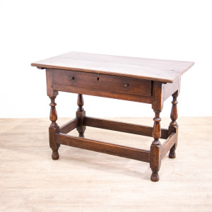 Queen Anne Elm Side Table with Drawer