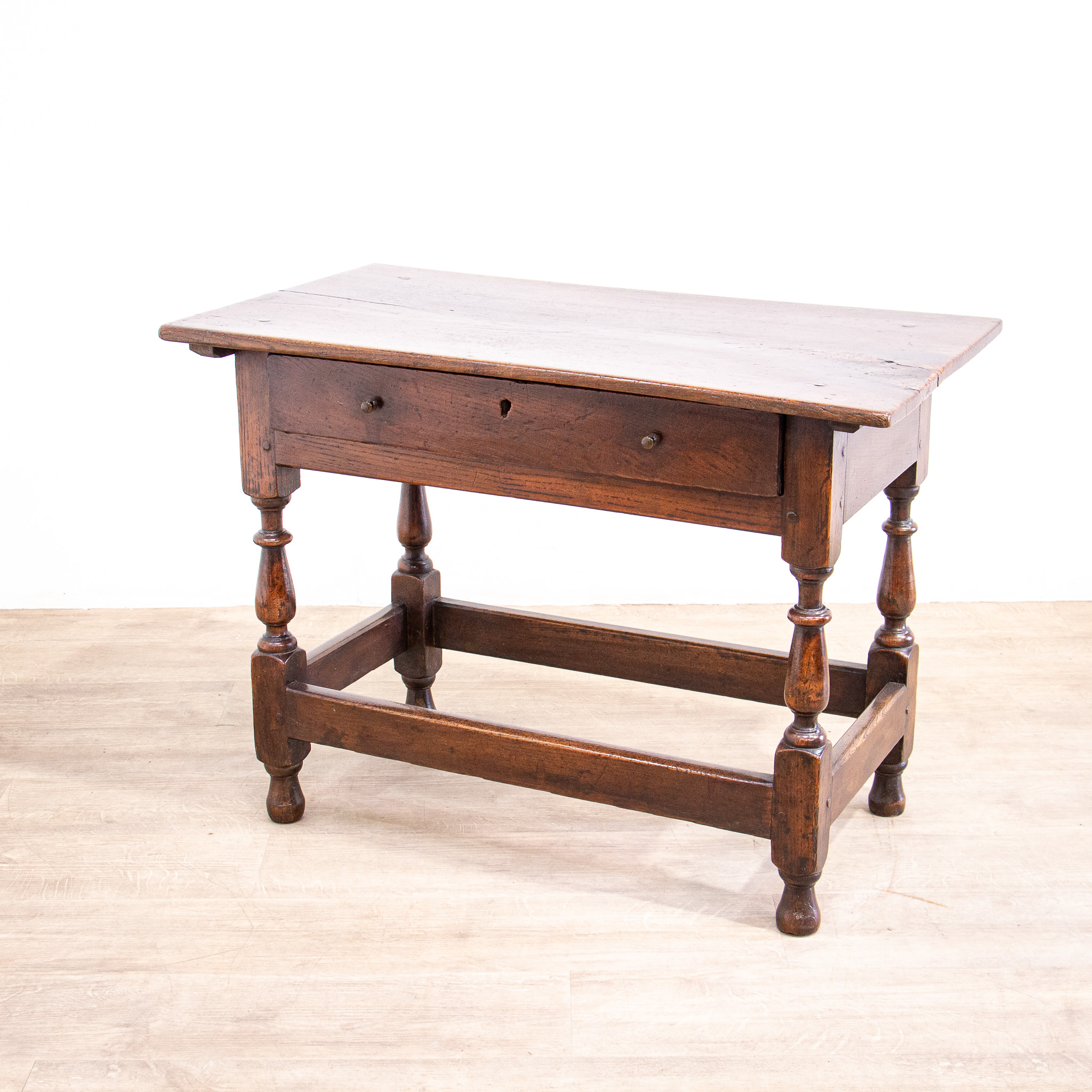 Queen Anne Elm Side Table with Drawer