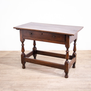 Queen Anne Elm Side Table with Drawer
