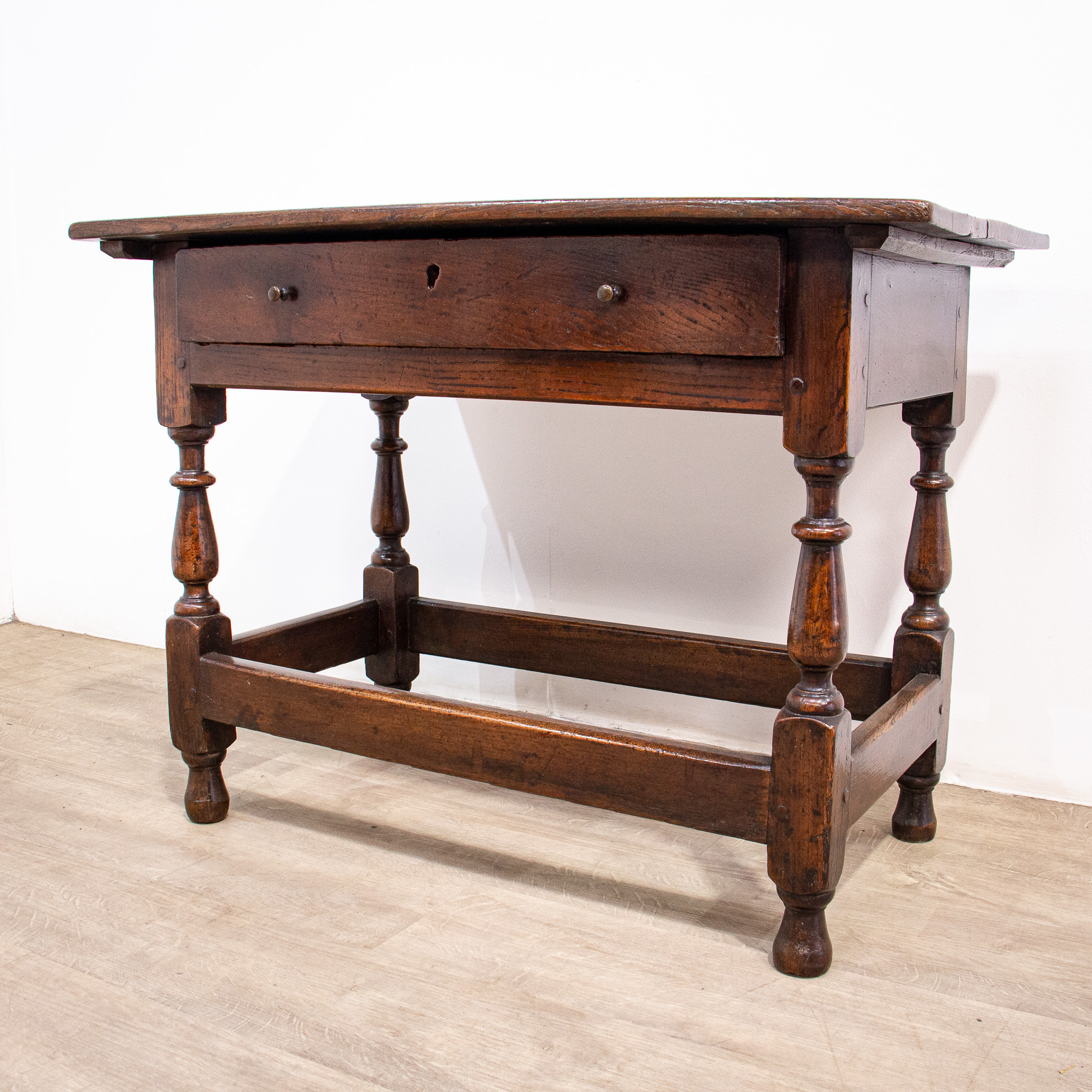 Queen Anne Elm Side Table with Drawer