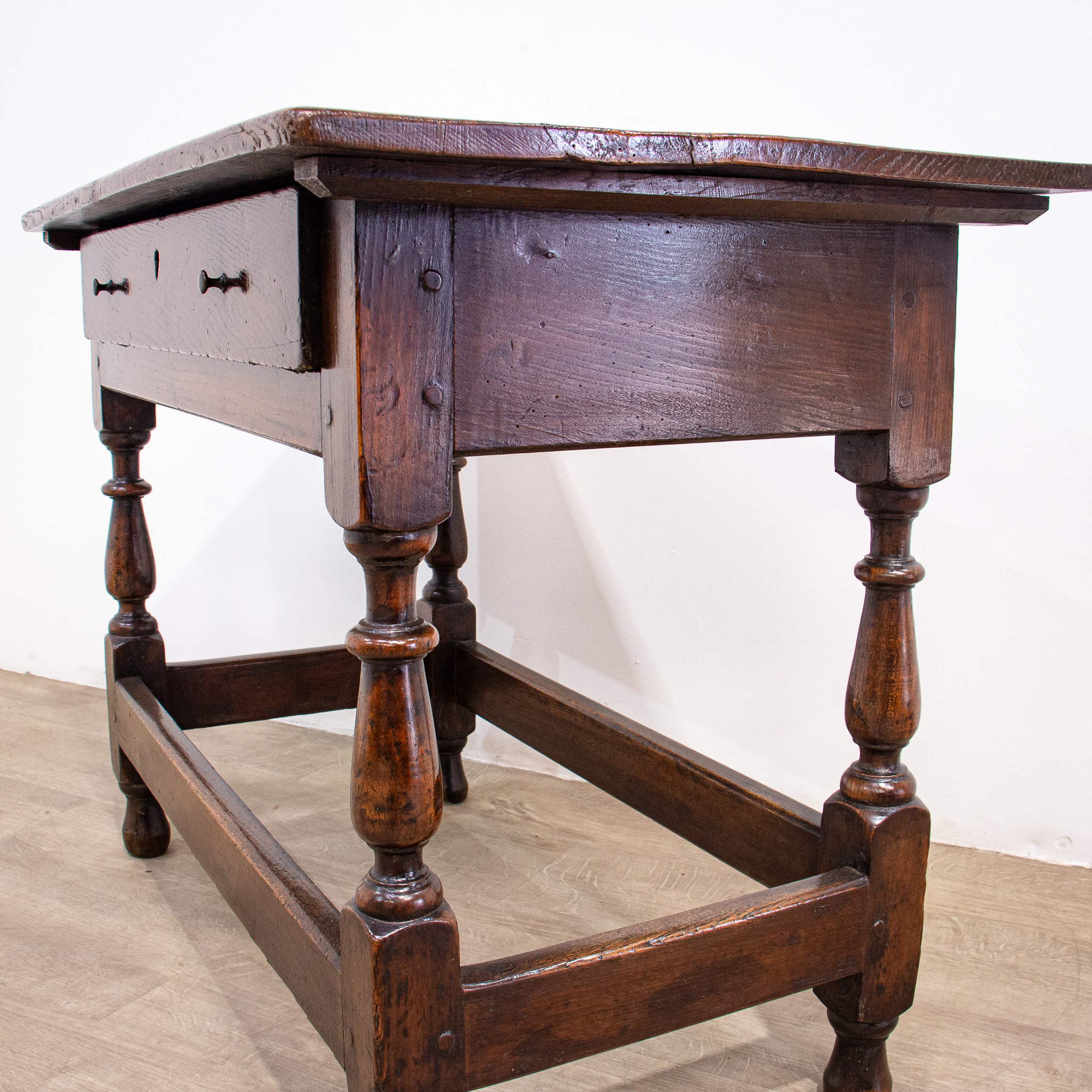 Queen Anne Elm Side Table with Drawer