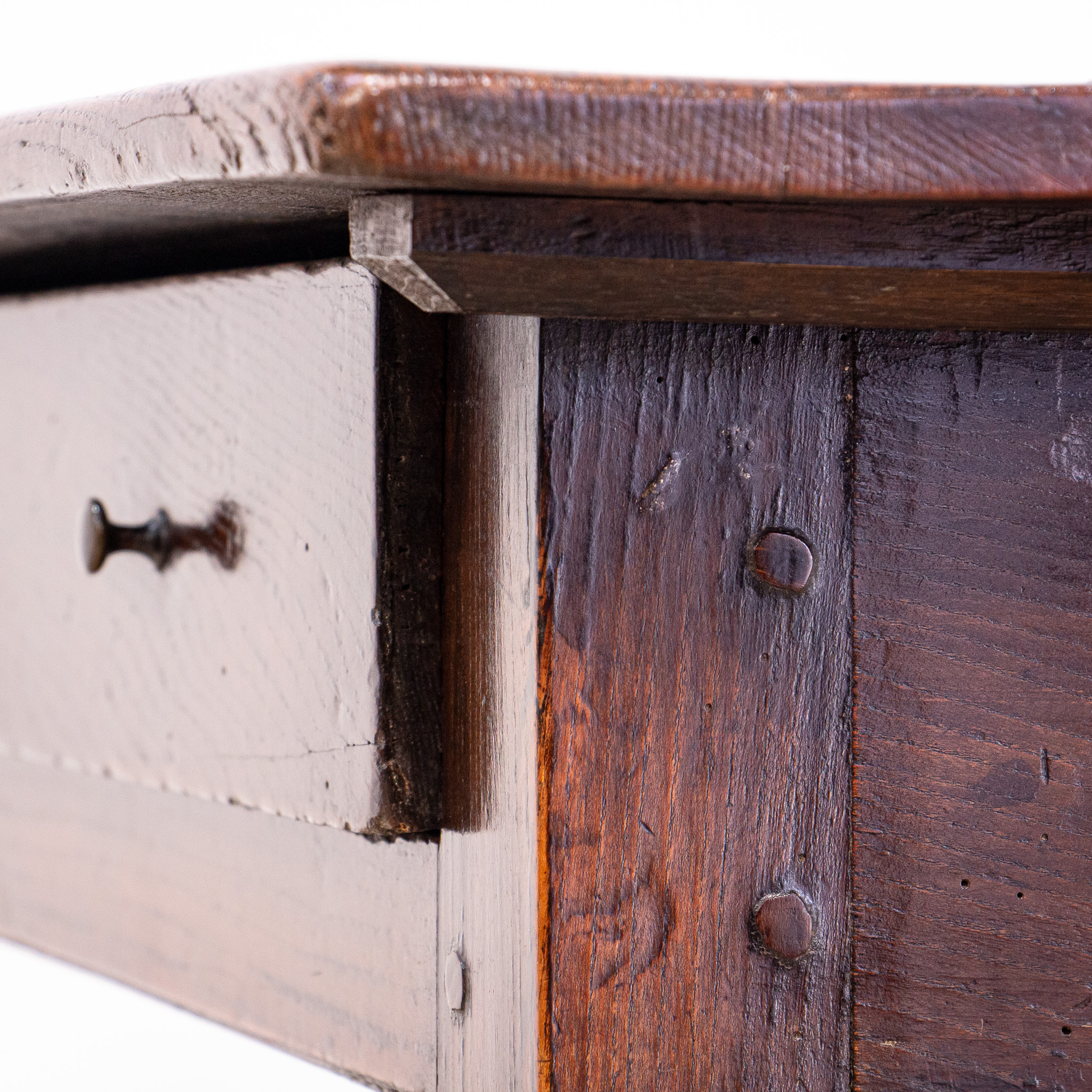 Queen Anne Elm Side Table with Drawer