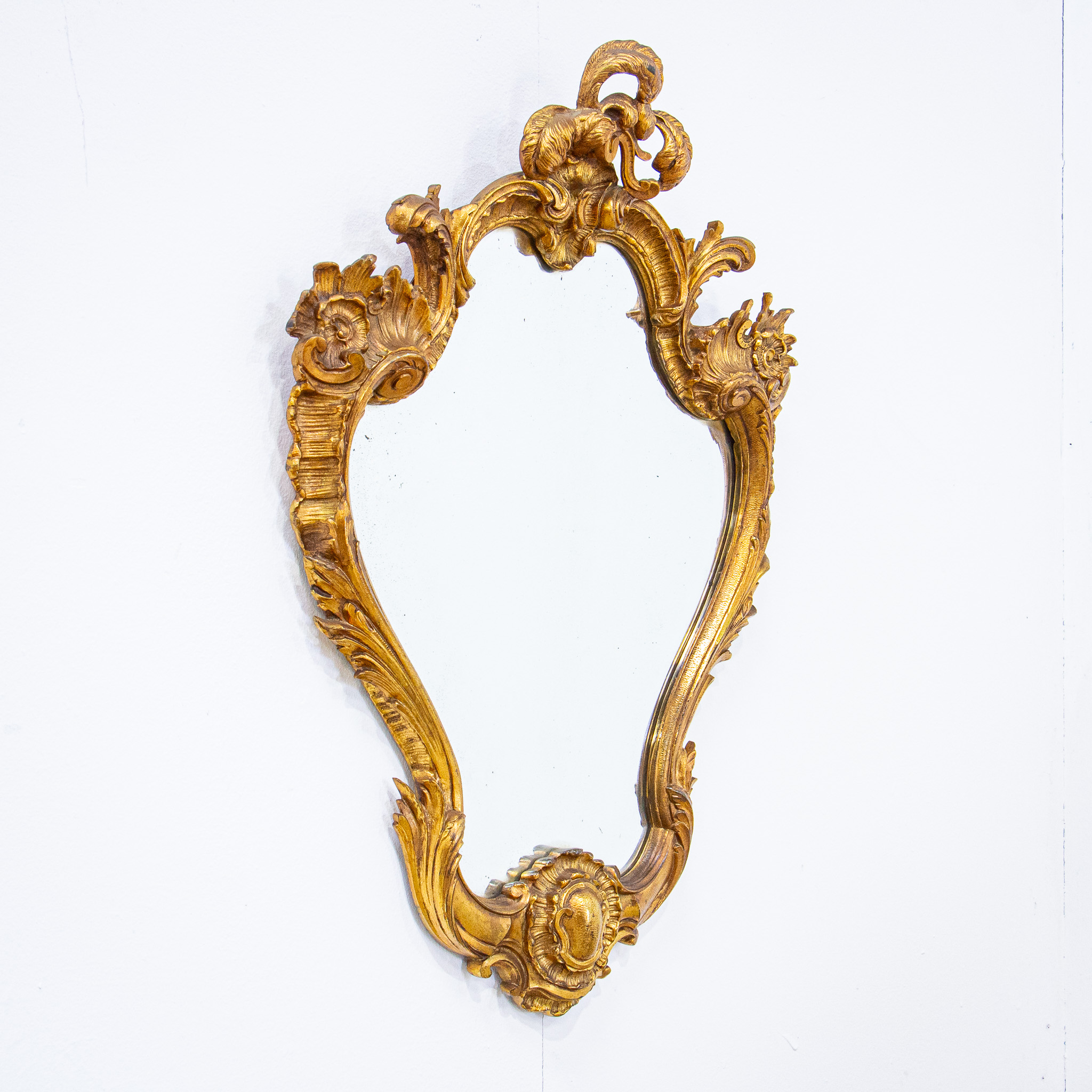 Rococo Style Bevelled Gilt Metal Framed Mirror