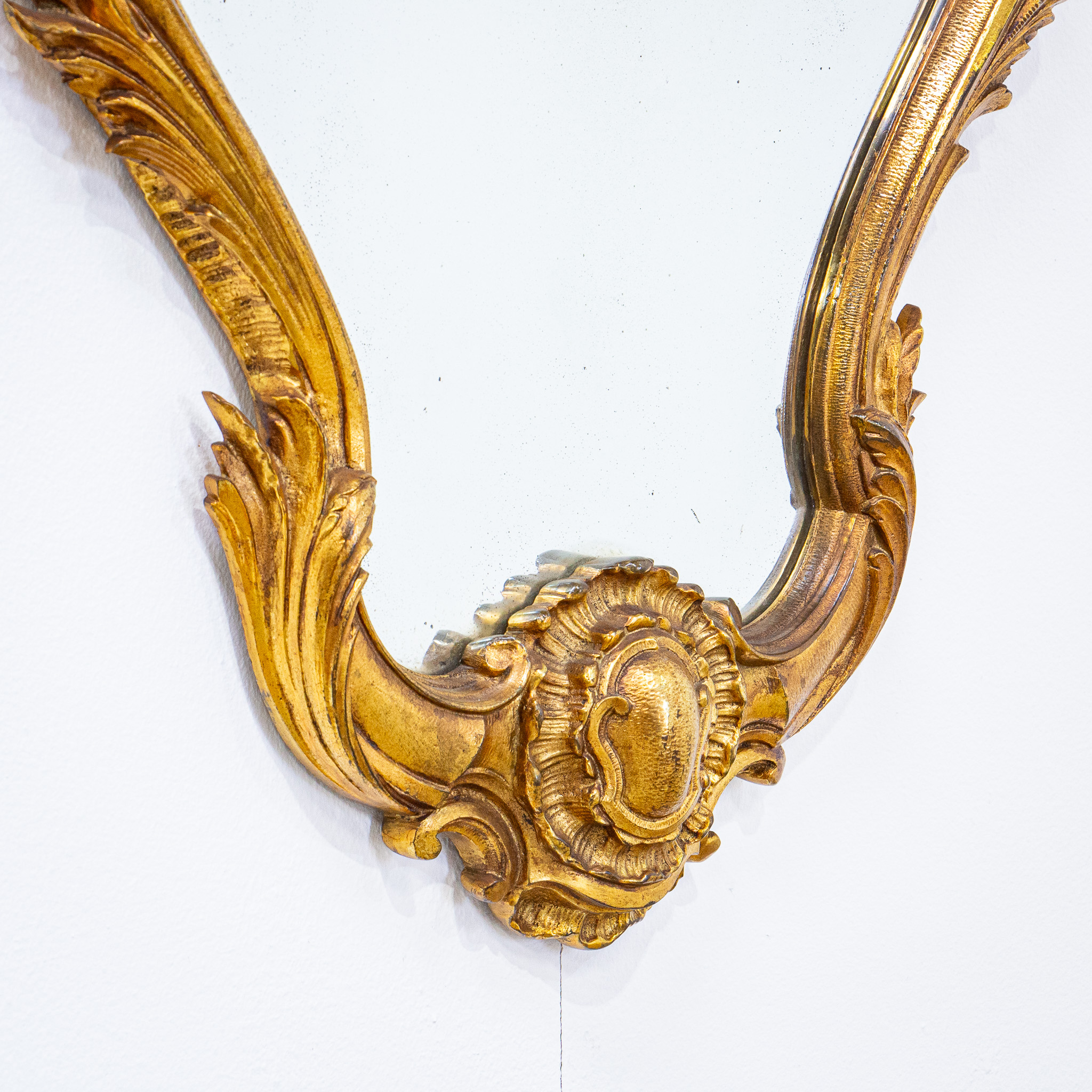 Rococo Style Bevelled Gilt Metal Framed Mirror