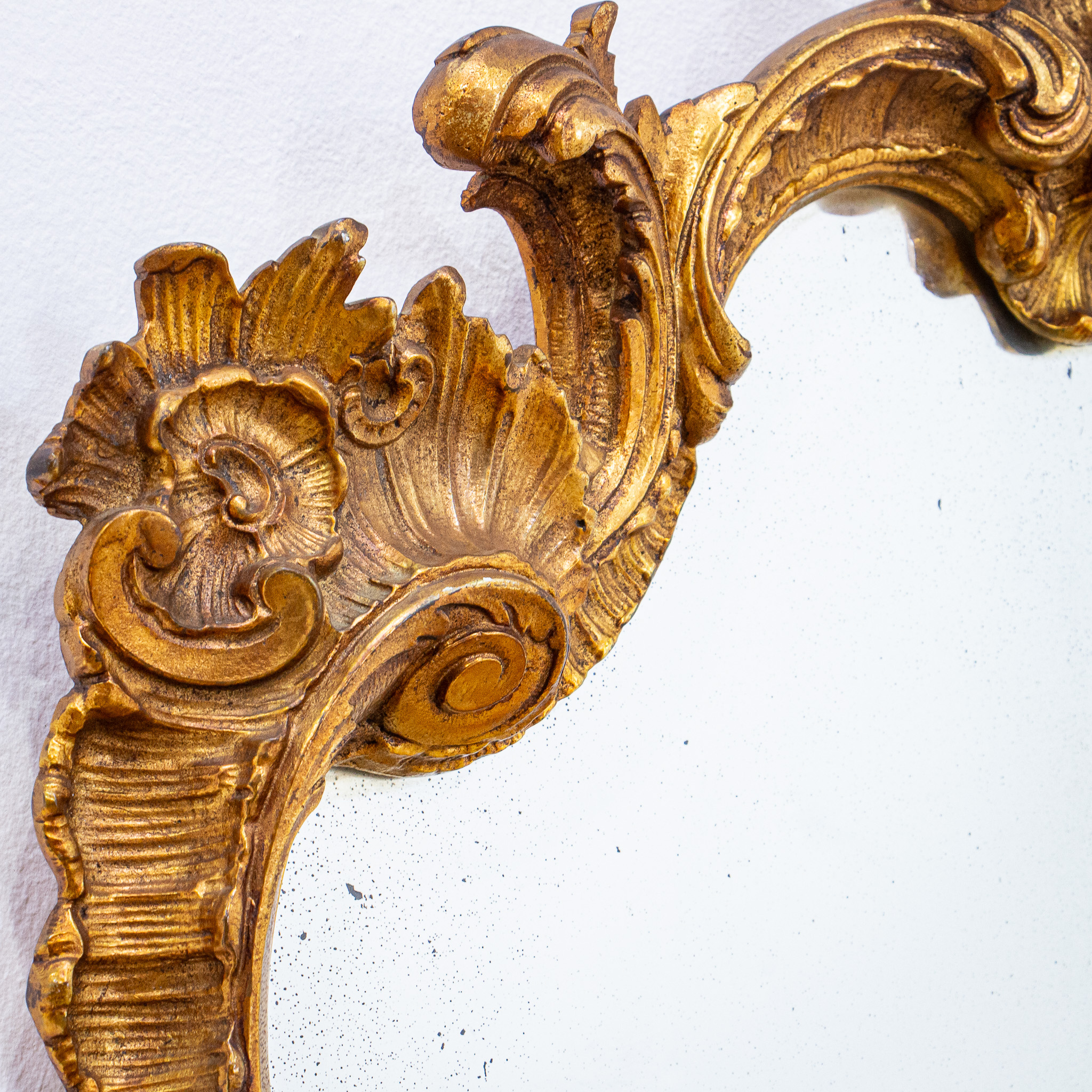 Rococo Style Bevelled Gilt Metal Framed Mirror