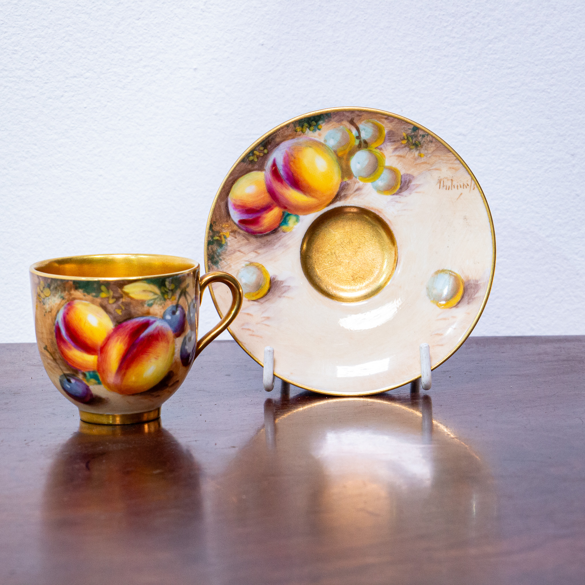 Royal Worcester Fruit Painted Demitasse Signed Roberts