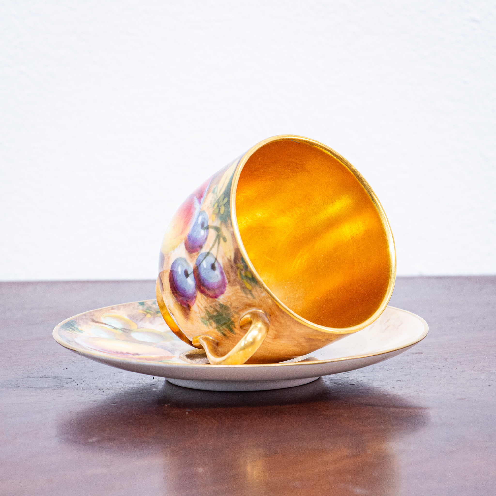 Royal Worcester Fruit Painted Demitasse Signed Roberts