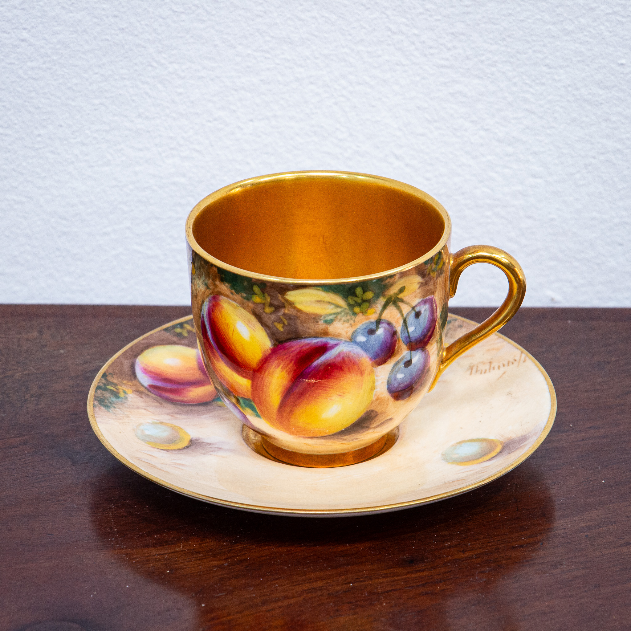 Royal Worcester Fruit Painted Demitasse Signed Roberts