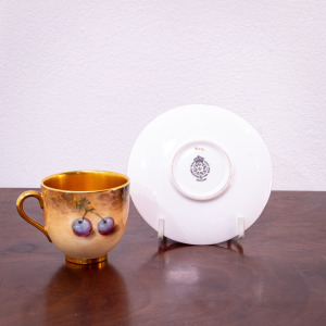 Royal Worcester Fruit Painted Demitasse Signed Roberts