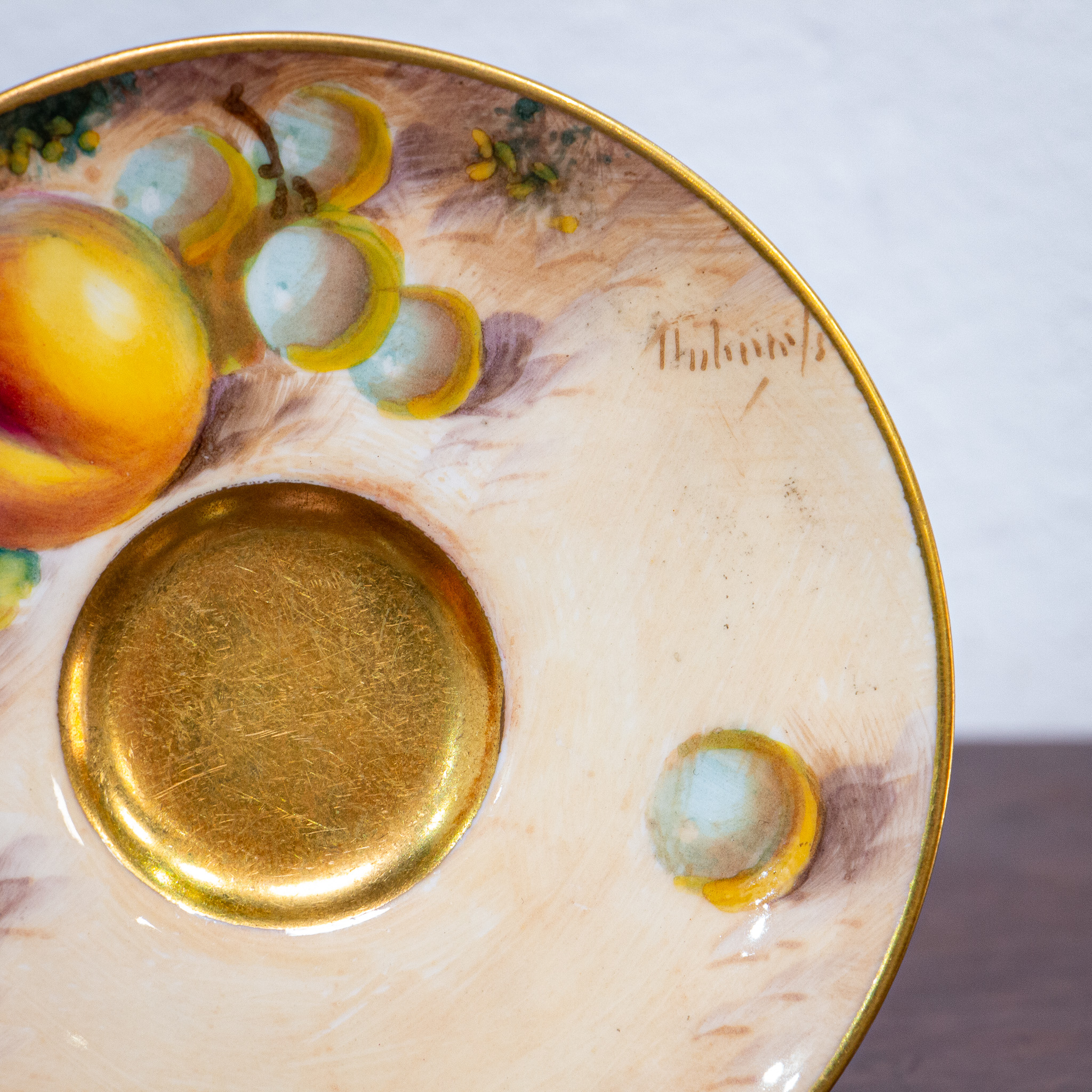 Royal Worcester Fruit Painted Demitasse Signed Roberts