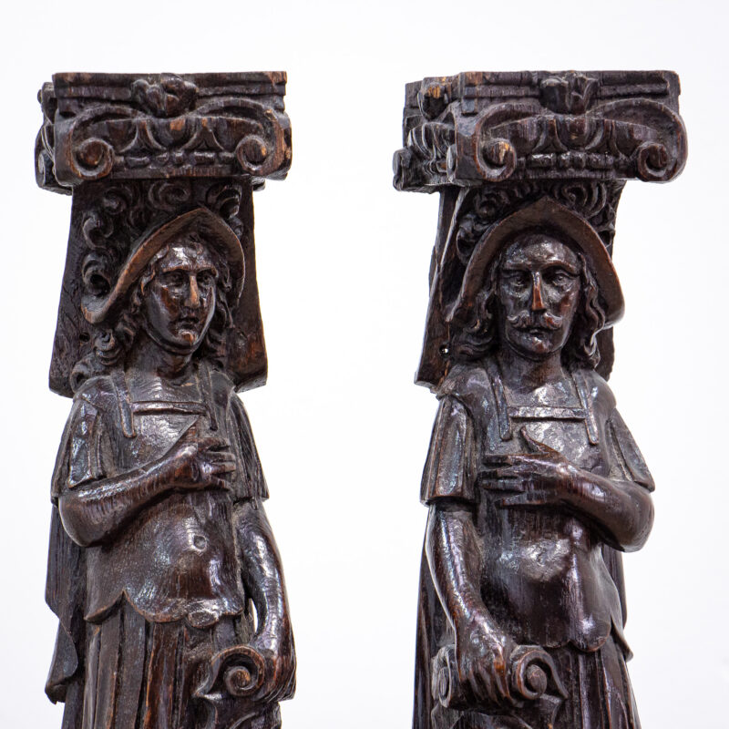 Pair of 17th Century Wooden Romanesque Figures