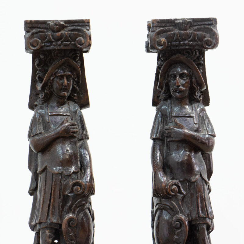 Pair of 17th Century Wooden Romanesque Figures