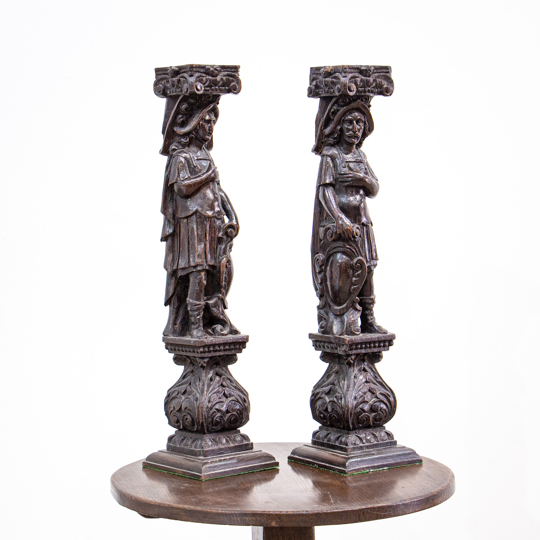 Pair of 17th Century Wooden Romanesque Figures