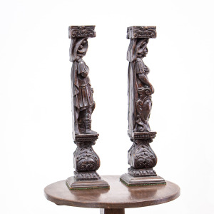Pair of 17th Century Wooden Romanesque Figures