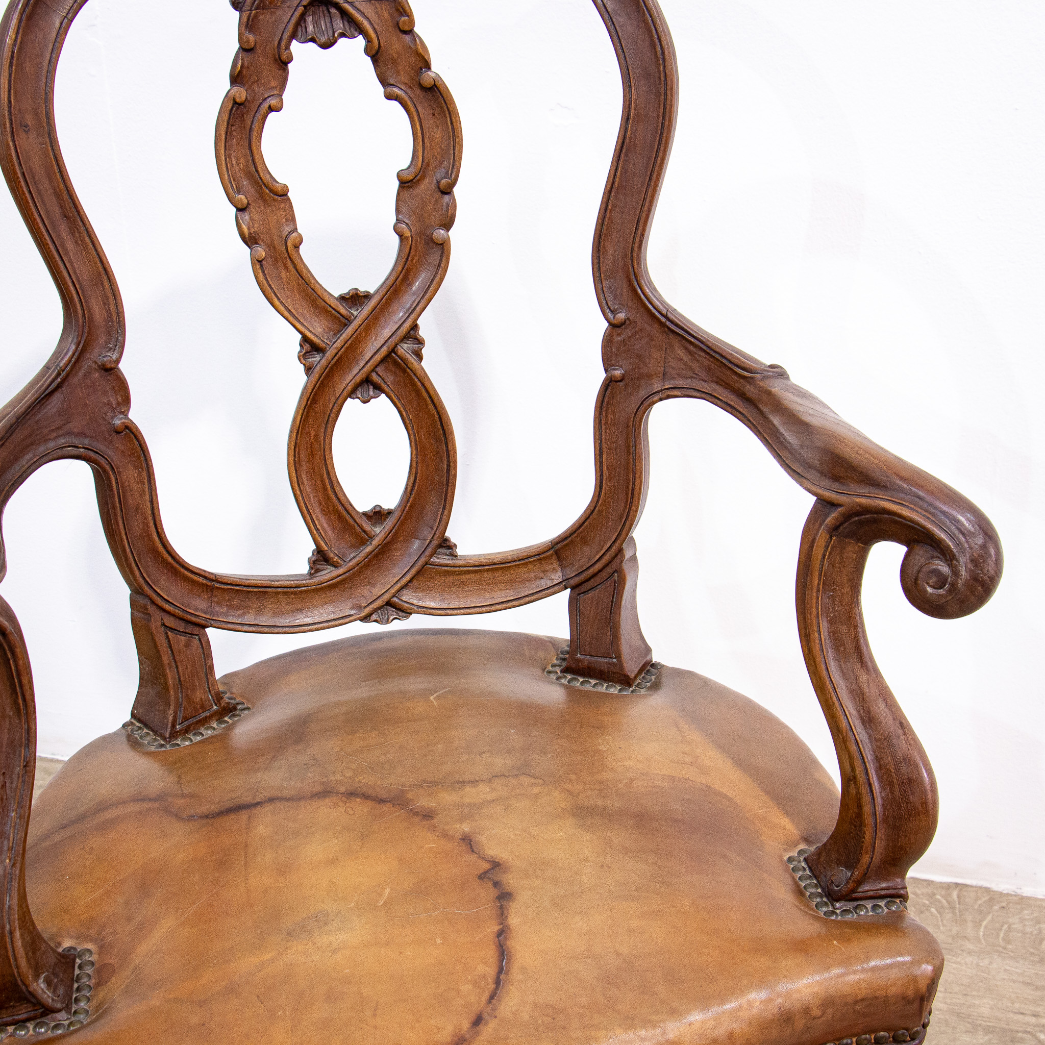 Set of 12 19th Century Leather Dining Arm Chairs