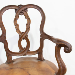 Set of 12 19th Century Leather Dining Arm Chairs
