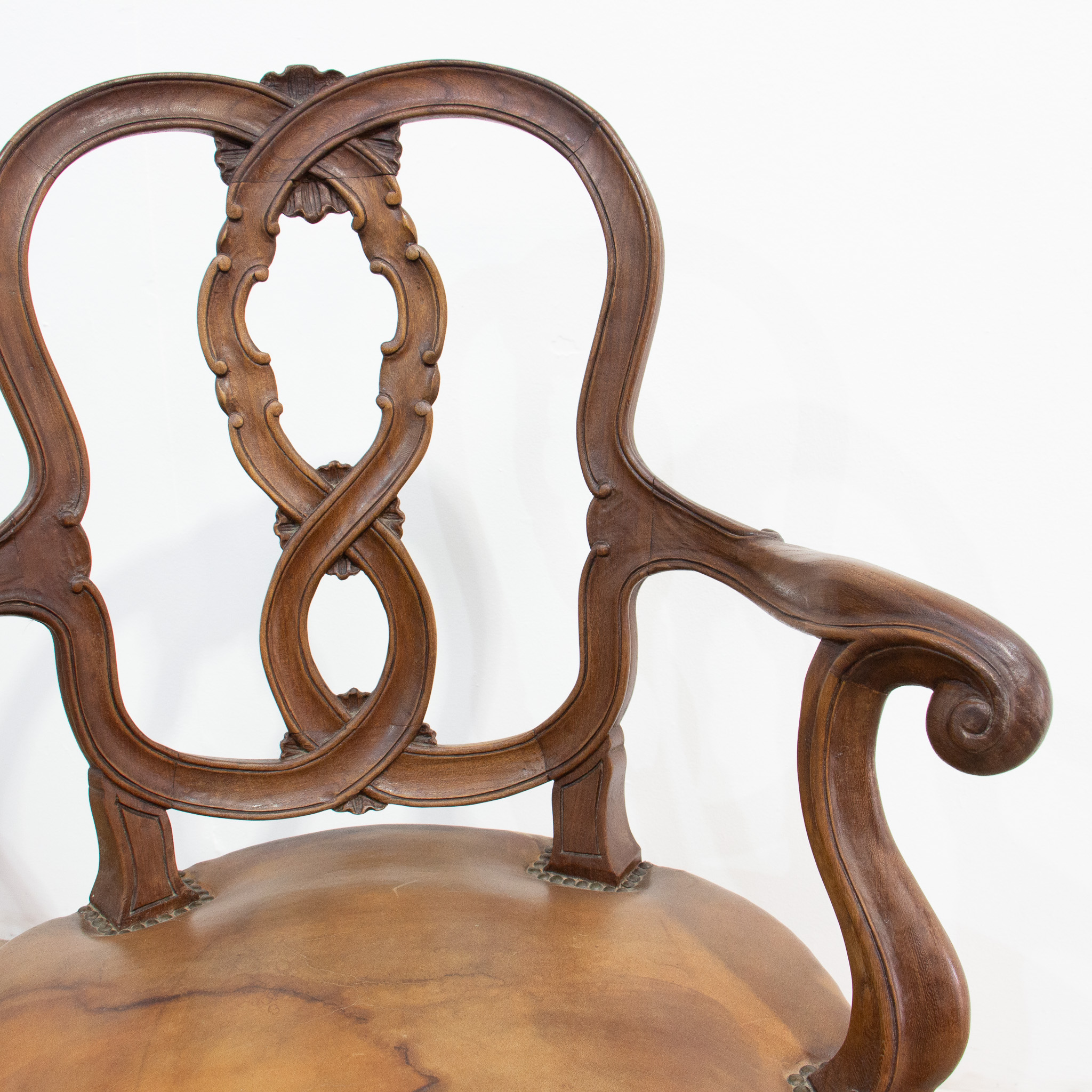 Set of 12 19th Century Leather Dining Arm Chairs