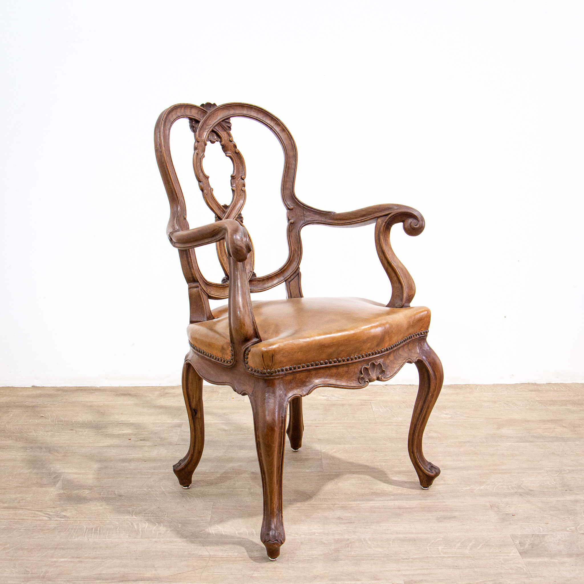 Set of 12 19th Century Leather Dining Arm Chairs