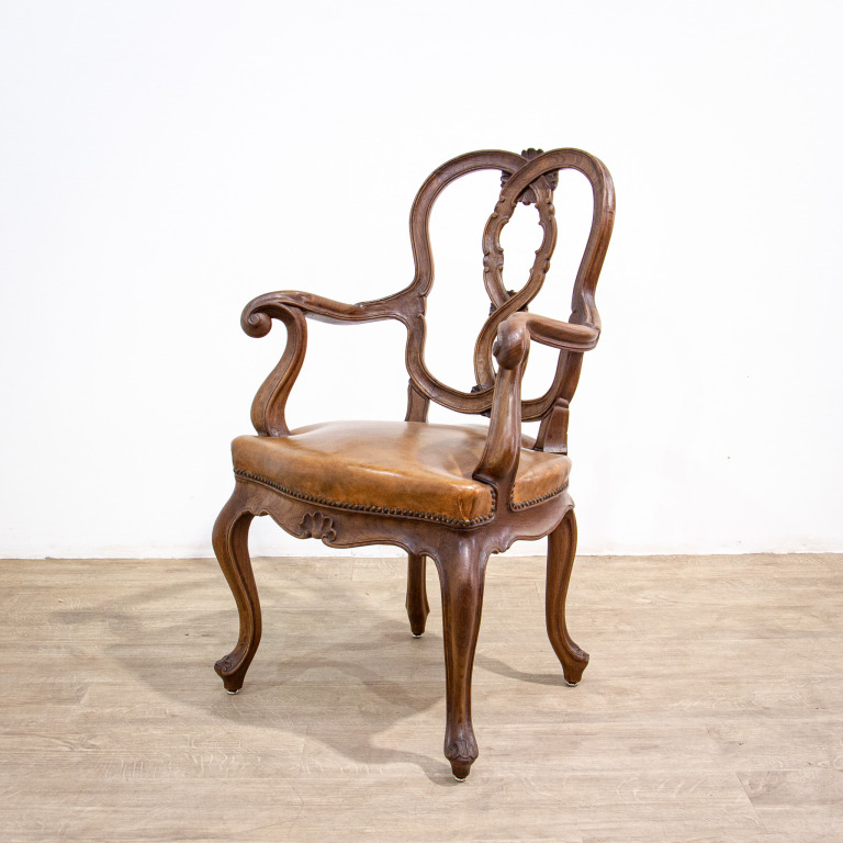 Set of 12 19th Century Leather Dining Arm Chairs - Image 9