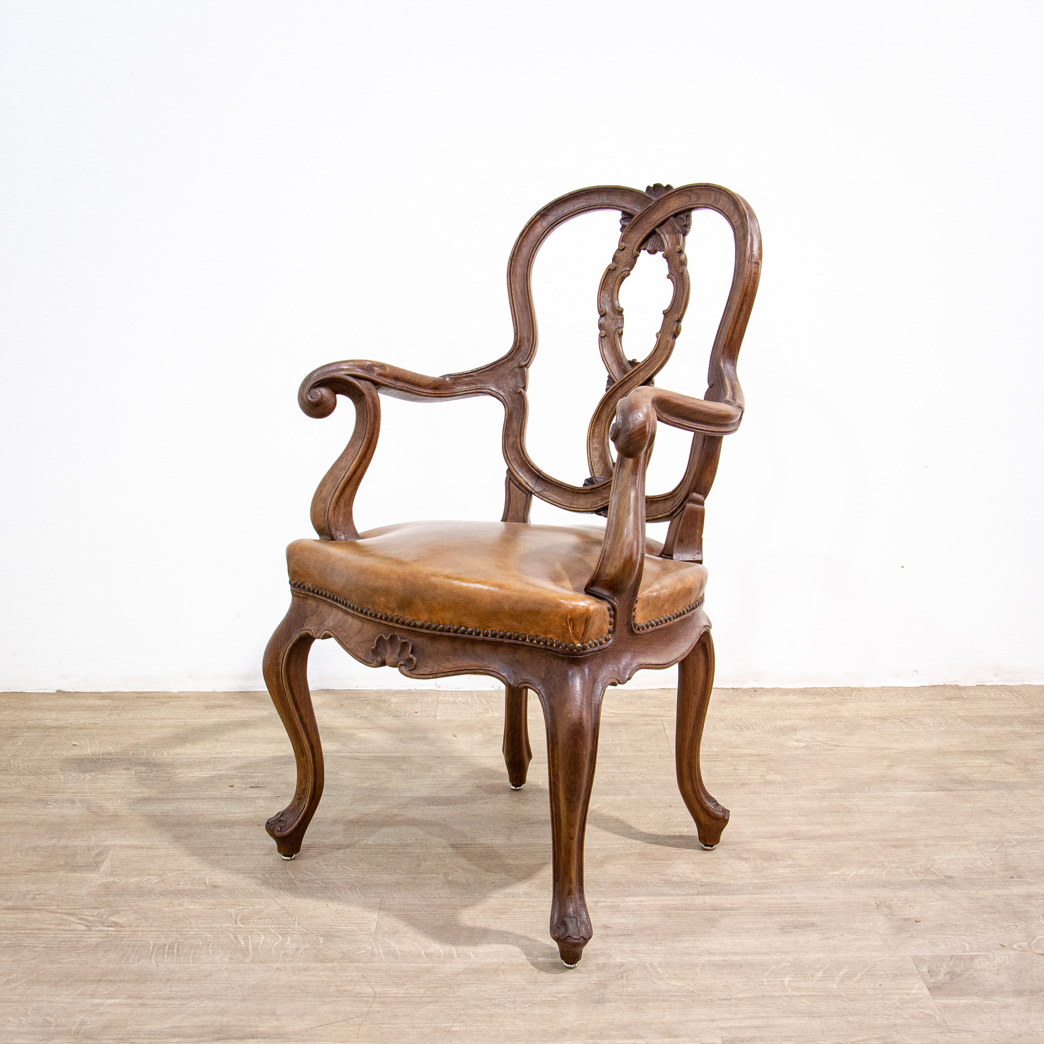 Set of 12 19th Century Leather Dining Arm Chairs
