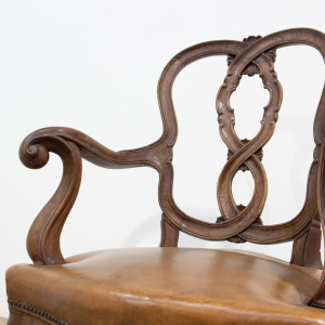 Set of 12 19th Century Leather Dining Arm Chairs