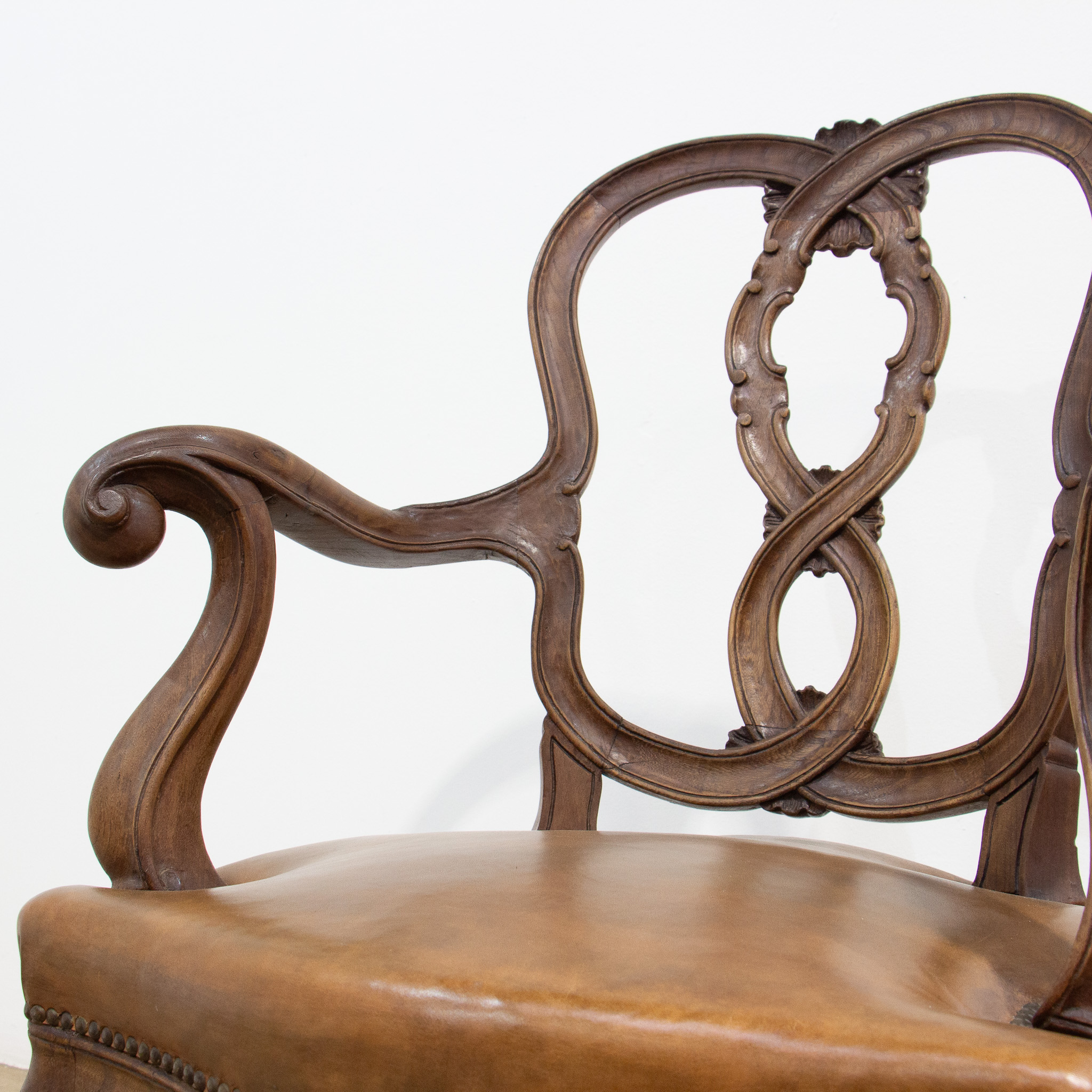 Set of 12 19th Century Leather Dining Arm Chairs