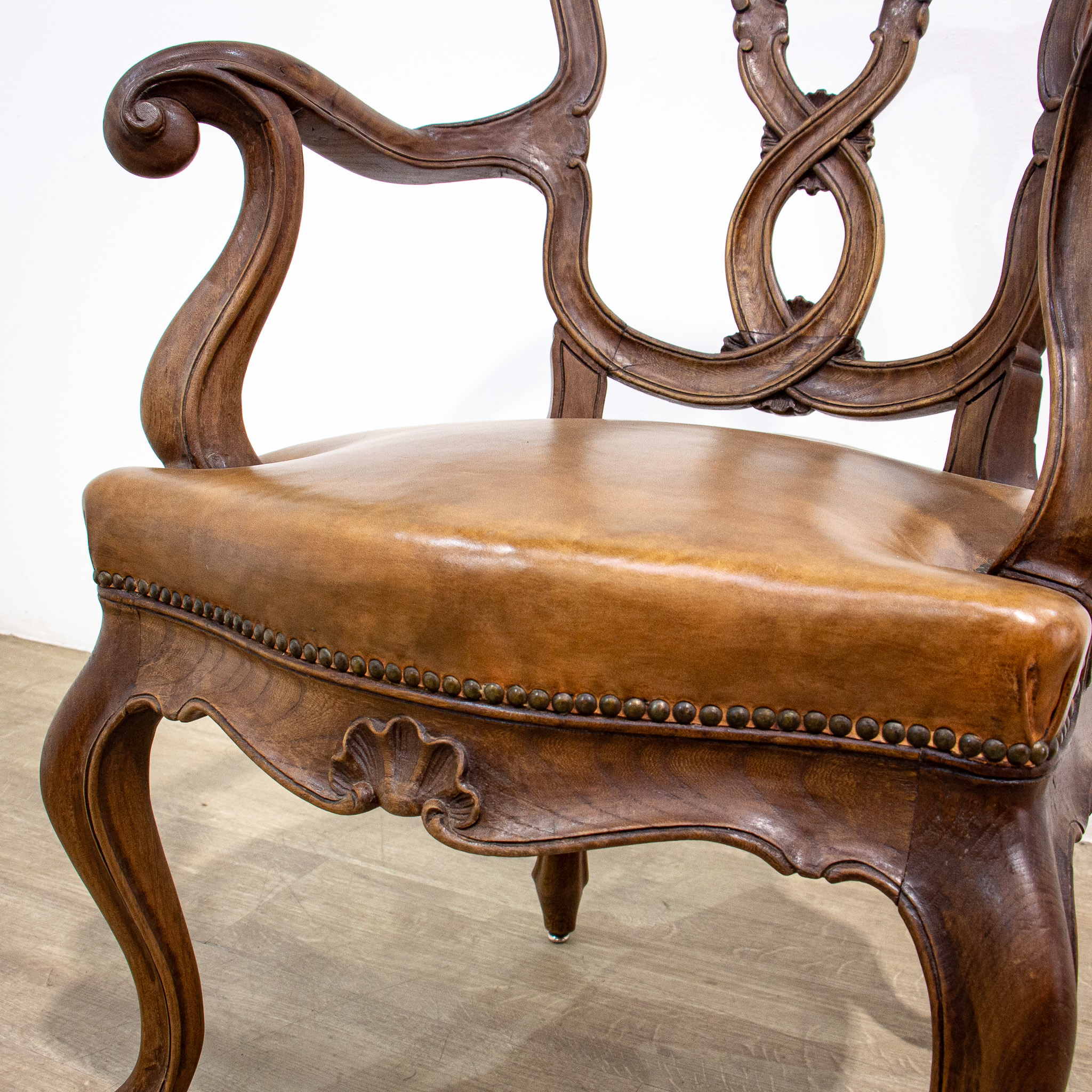 Set of 12 19th Century Leather Dining Arm Chairs