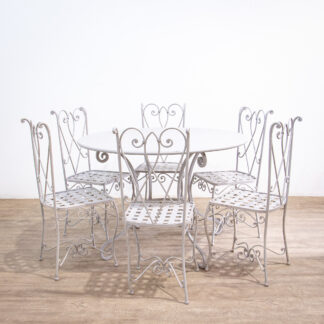 Iron Circular Garden Table with 6 Chairs